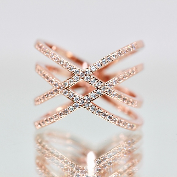 925S Rose Gold Dipped White Topaz Infinity Ring - Picture 3 of 7